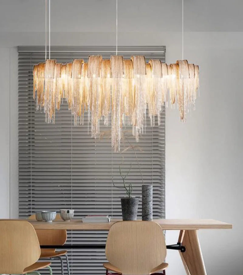 Modern Luxury Tassel LED Chandelier with Ambient Downward Lighting