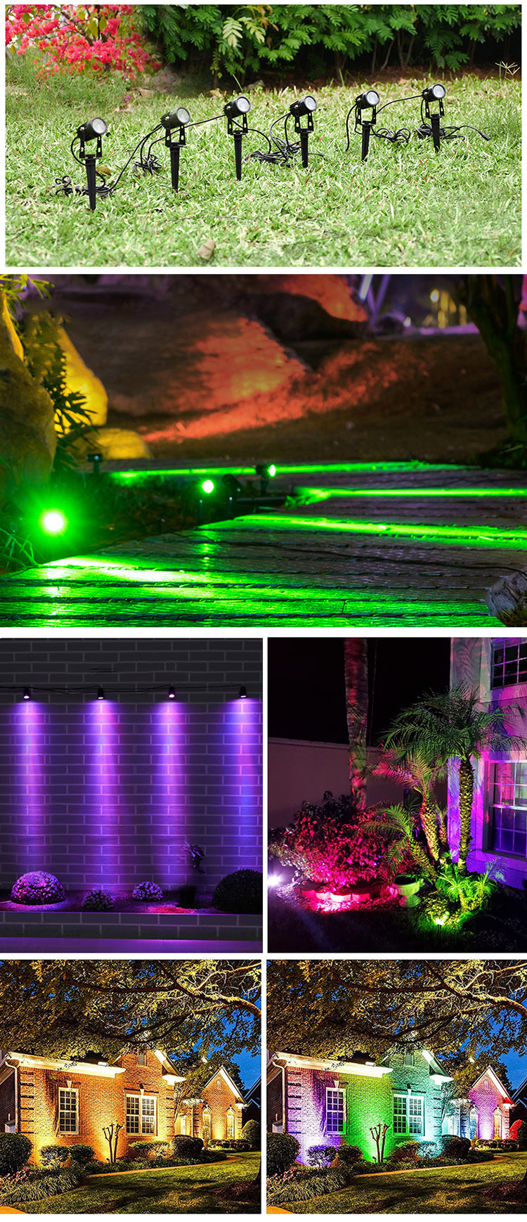 Smart RGB Landscape Light LED Garden Lamp Waterproof APP Control 16 Million Colors Outdoor Yard Lawn Spotlights