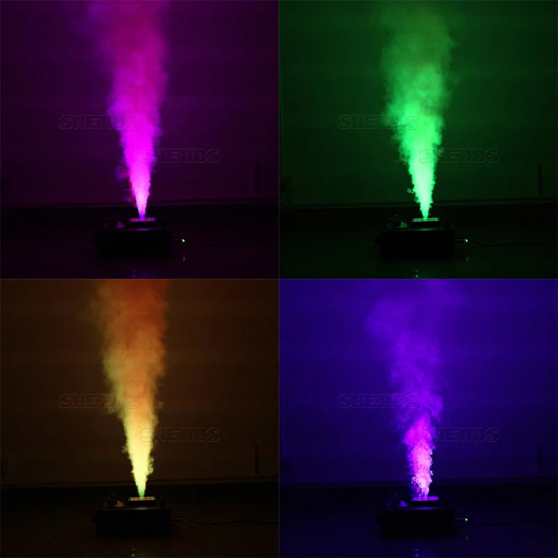 SHEHDS 2pcs 1500W Fog Machine LED 24x9W RGB 3in1 Vertical Somke Machine Special effects Spray Fogger equipment for Disco KTV