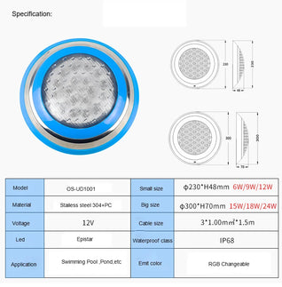 AC12V 35W 360LED Waterproof Pool Light Multicolor RGB Underwater Lamp with Remote Control