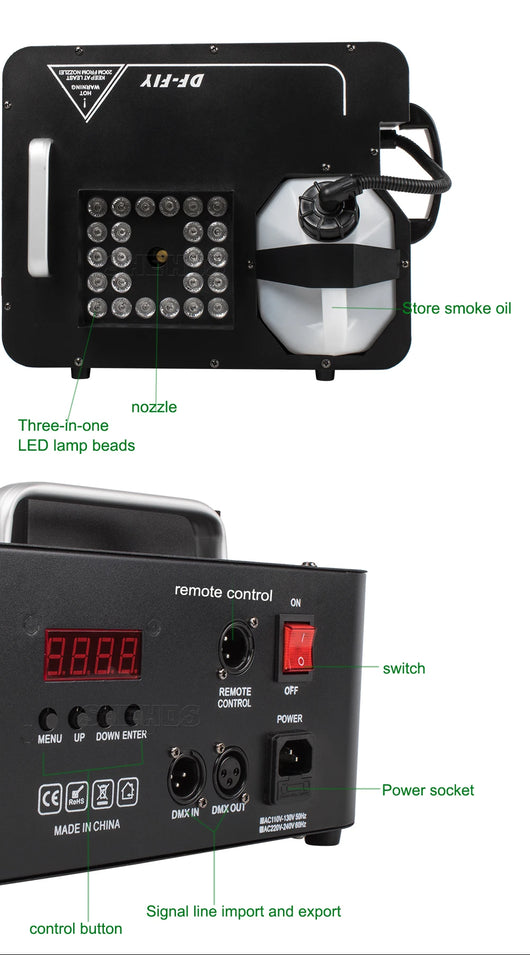 1500W RGB LED Fog Machine Set – Dual Vertical Smoke Effects (2pcs)