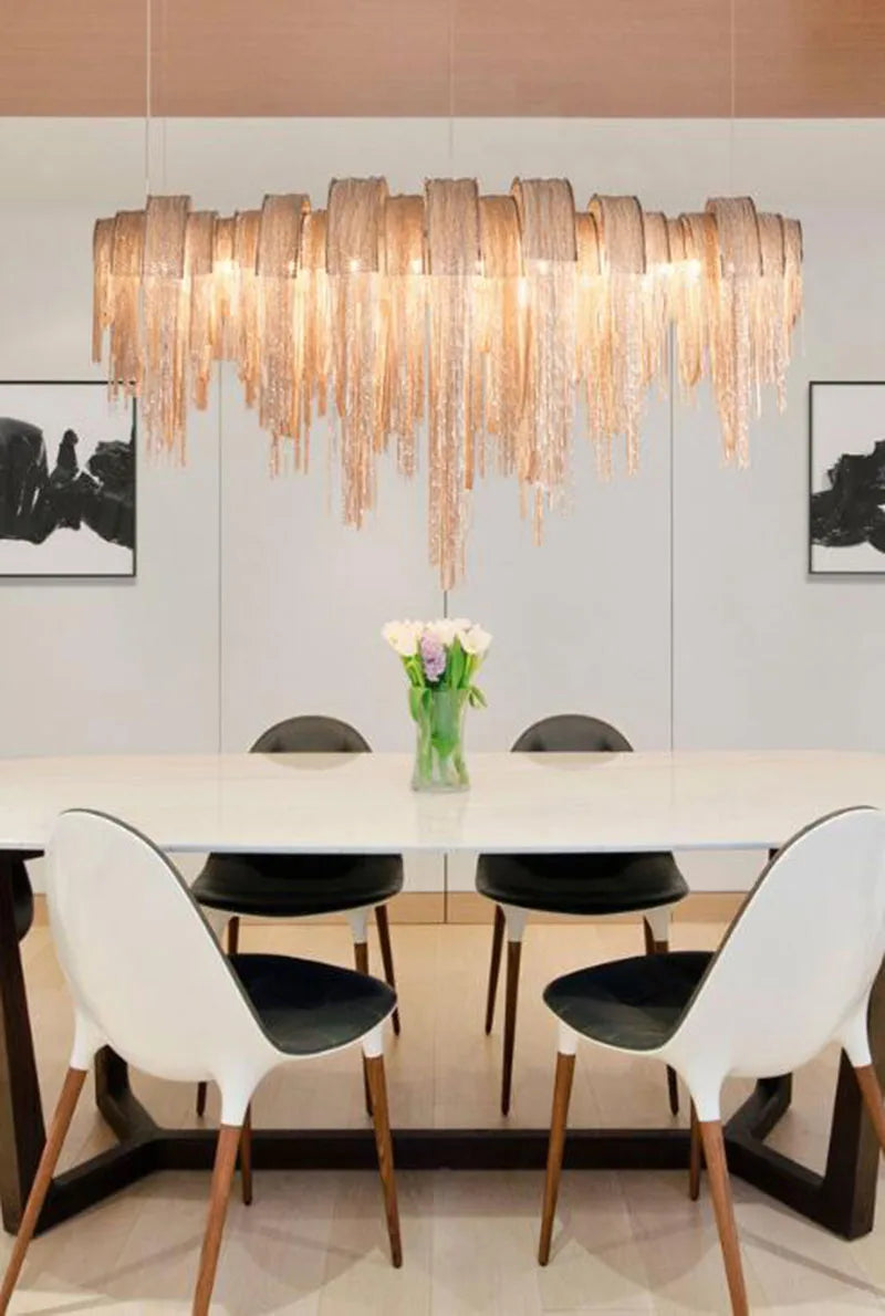 Modern Luxury Tassel LED Chandelier with Ambient Downward Lighting