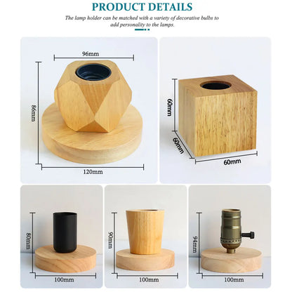 Modern Wood Table Lamp Retro E27 Desktop Decorative Light Indoor Art Lamp Living Room Bedroom Decoration Wood Light Base