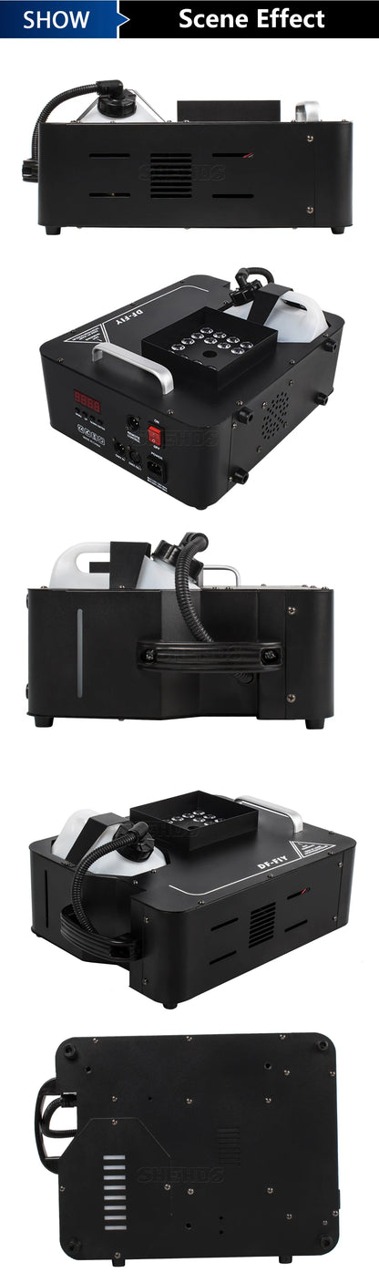 SHEHDS 2pcs 1500W Fog Machine LED 24x9W RGB 3in1 Vertical Somke Machine Special effects Spray Fogger equipment for Disco KTV