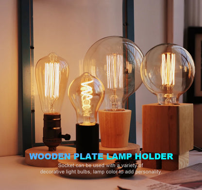 Modern Wood Table Lamp Retro E27 Desktop Decorative Light Indoor Art Lamp Living Room Bedroom Decoration Wood Light Base