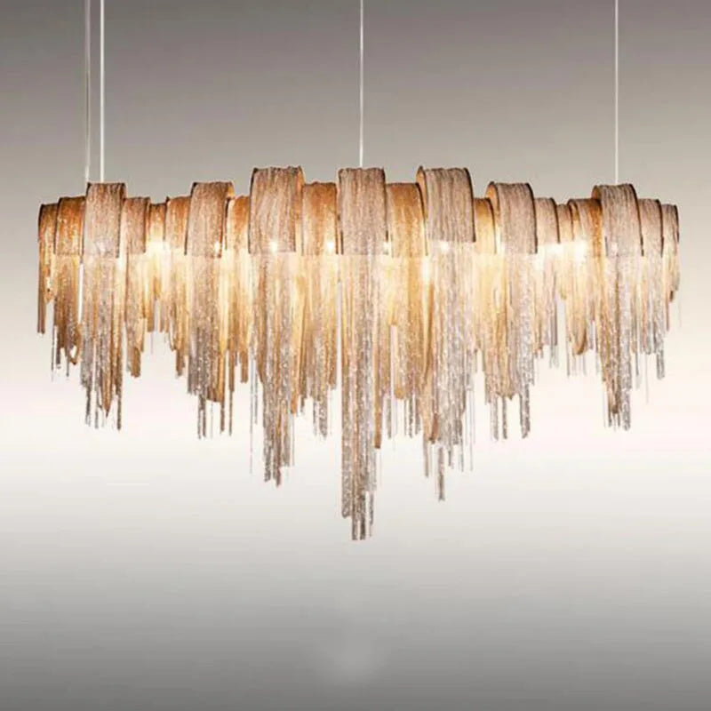Modern Luxury Tassel LED Chandelier with Ambient Downward Lighting