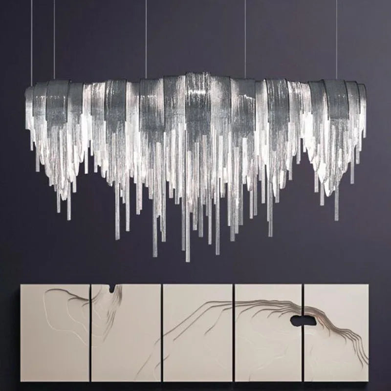 Modern Luxury Tassel LED Chandelier with Ambient Downward Lighting