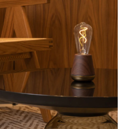 Portable rechargeable retro walnut desk lamp, bedside bedroom night lamp, charging desk lamp