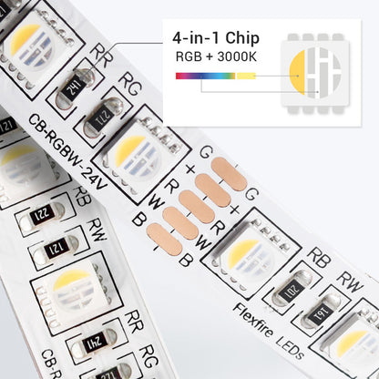 98FT Reel ColorBright™ RGBW Quad Chip LED Strip Light With Pre-Soldered Leads