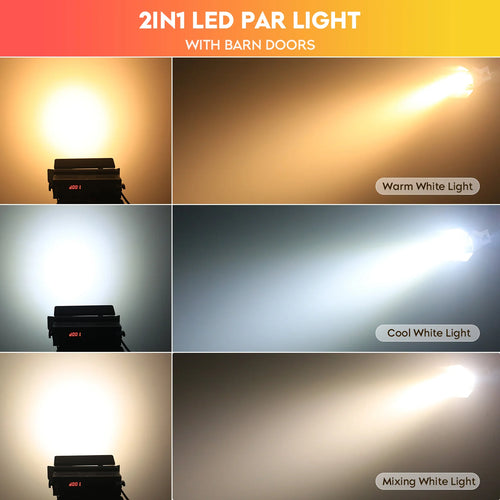 U’King 200W COB LED Par Light – Dual White DMX Stage Spotlight