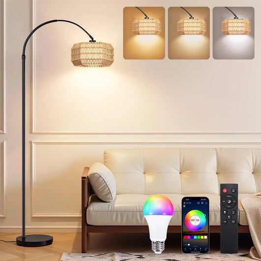 Smart RGB LED Floor Lamp with App Control & Dimmable Lighting
