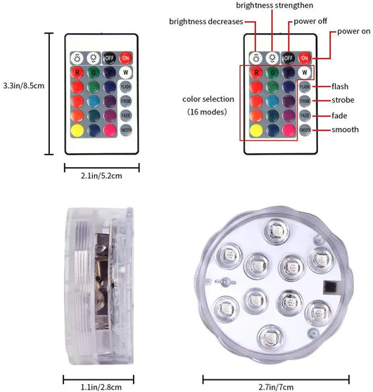 Submersible Led Lights With Remote Battery Operated Underwater Pond Bathtub Hot Tub Spa Swimming Pool Fountain Vases Fish Tank