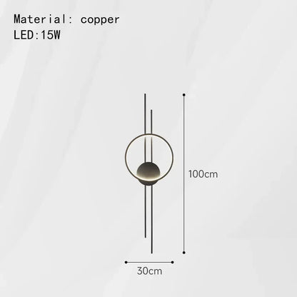Modern Minimalist Copper LED Wall Lamp, Bedside Living Room Background Wall, Foyer, Aisle Atmosphere Decoration Wall Lamp
