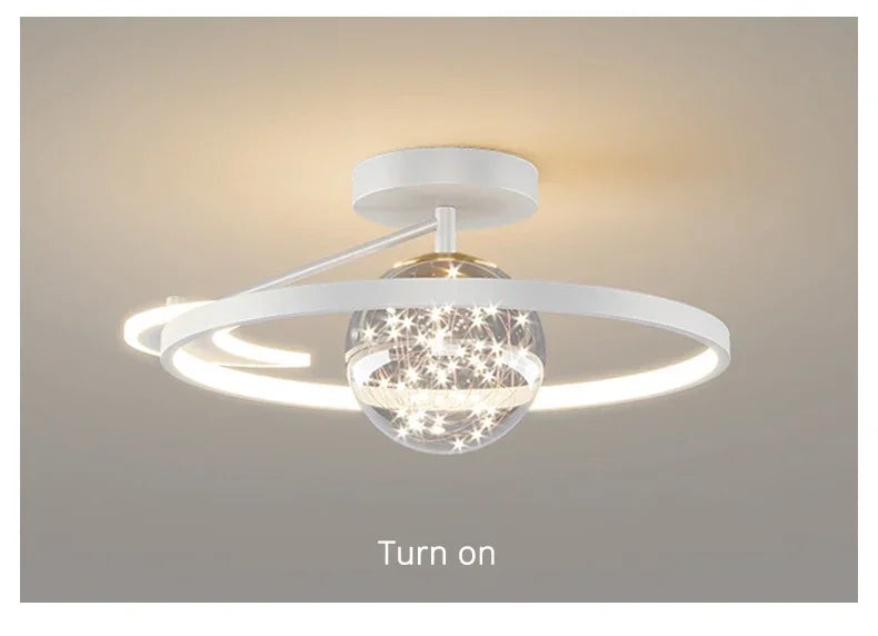 Nordic Luxury Starry LED Ceiling Lamp Is Used For the Bedroom, Living Room, and Kitchen. Golden White Black Remote Control Home Decoration