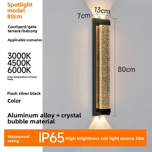 Modern Outdoor Waterproof Crystal LED Wall Lamp for Villa, Courtyard, Balcony &amp; Patio