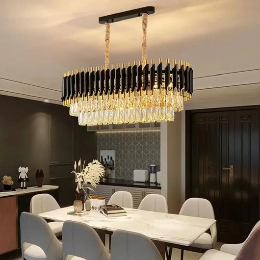 Luxury Modern Crystal Ceiling Chandelier E14 LED Pendant Lamp for Living Room Dining Room Bedroom Gold Black Home Decor Lighting