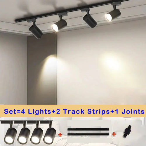COB LED Track Light Fixture Set – Adjustable Spotlights