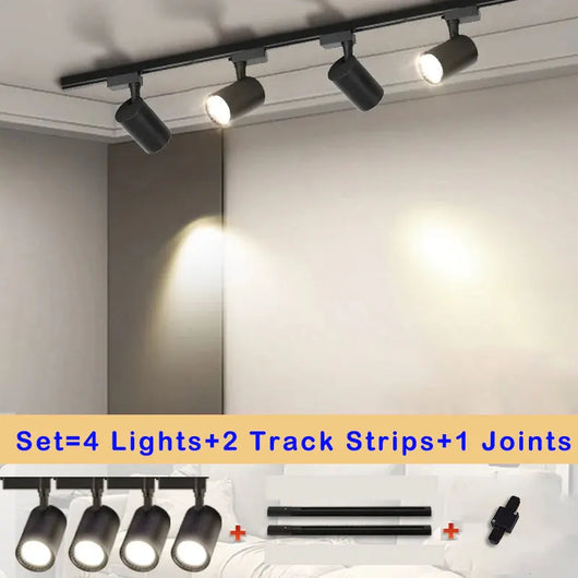 COB LED Track Light Fixture Set – Adjustable Spotlights
