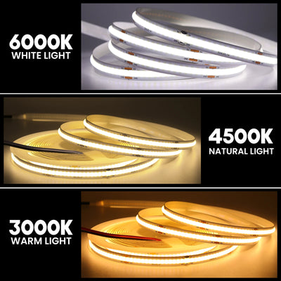 High-Density COB LED Strip Light – 3mm / 5mm, 12V–24V Dimmable