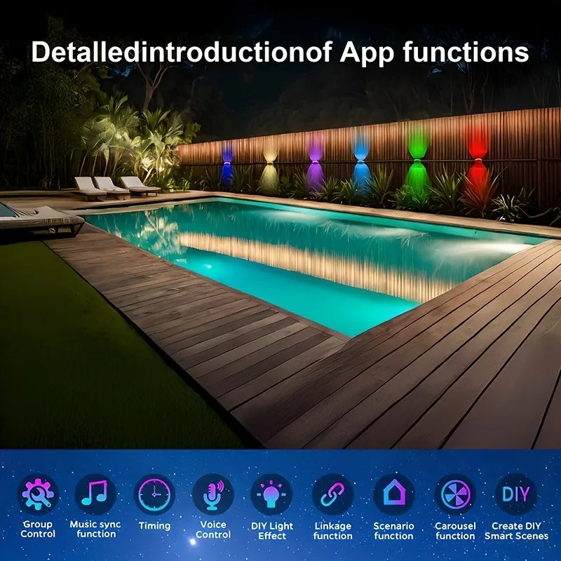 Smart Outdoor Light String 300 Ft RGBIC Outdoor Light With 16 Million Dimmable Warm White LED Bulbs Application &nbsp;Control garden