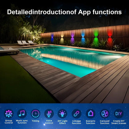 Smart Outdoor Light String 300 Ft RGBIC Outdoor Light With 16 Million Dimmable Warm White LED Bulbs Application &nbsp;Control garden