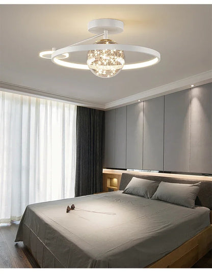 Nordic Luxury Starry LED Ceiling Lamp Is Used For the Bedroom, Living Room, and Kitchen. Golden White Black Remote Control Home Decoration