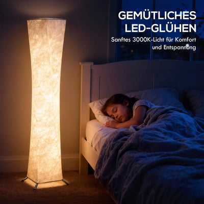 Modern Paper Shade Floor Lamp with 3-Level Brightness &amp; Foot Switch for Living Room, Bedroom &amp; Reading Corner