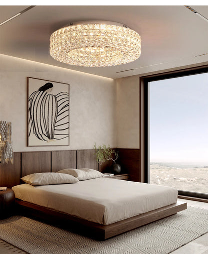 Luxury Round Crystal LED Ceiling Lights with Stainless Steel Design