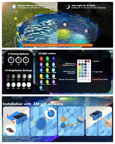 Solar Underwater Swimming Pool Lights with Remote Control