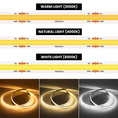 High-Density COB LED Strip Light – 3mm / 5mm, 12V–24V Dimmable