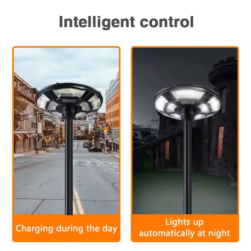 Flying saucer solar lamp, round UFO lamp, villa community square landscape lamp, induction integrated street lamp, courtyard street