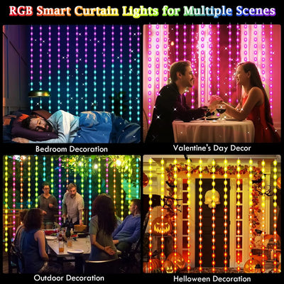 Smart LED Curtain Lights – 3m x 3m, App-Controlled with Music Sync