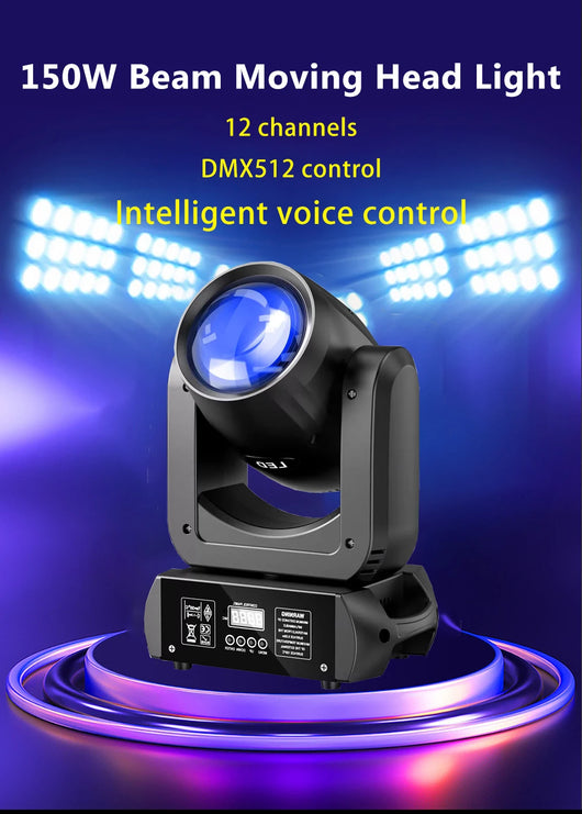 U'King 150W Beam Moving Head Light Rotating 18 Prisms 14 Gobos LED Rainbow Effect Zoom Stage Light DMX512 for DJ Disco Wedding