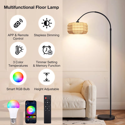 Smart RGB LED Floor Lamp with App Control & Dimmable Lighting