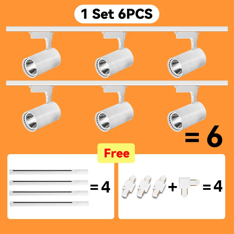 Modern LED COB Track Light Fixture Set for Commercial and Home Lightin