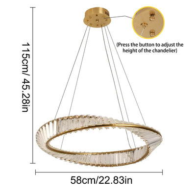 Ring Led Hanging Light Pendant Lamp Luxury Gold Copper New Chandelier Lustre Ceiling Lamp Living Dining Room Home Decor Fixture| Upload