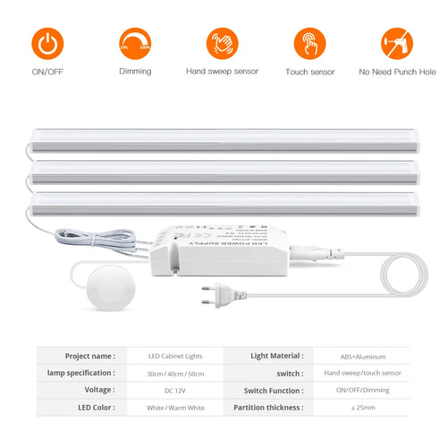 Touch Sensor LED Cabinet Light – Dimmable Under Cabinet &amp; Wardrobe Lighting