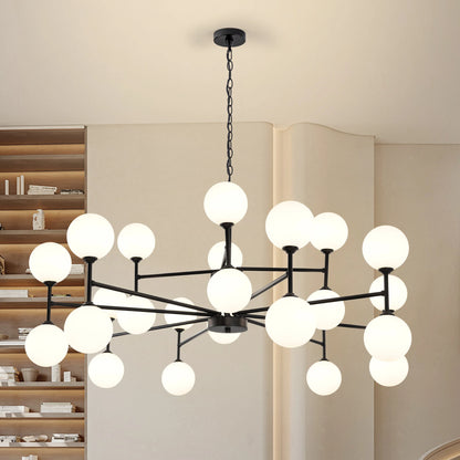 Mid-Century Modern Sputnik Chandelier with Stained Glass Design