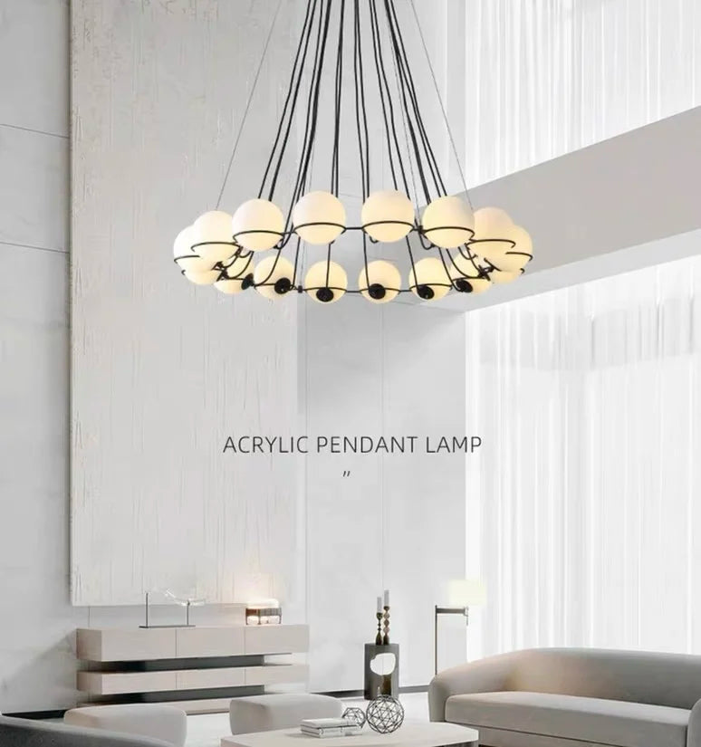 Modern Glass Ball Chandelier with Hand-Blown Spheres and LED Illumination