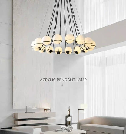 Modern Glass Ball Chandelier with Hand-Blown Spheres and LED Illumination