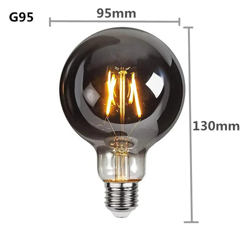 LED E27 ST64 G80 G95 G125 4W Dimmable 220V Smoky Gray Warm Spiral Filament Bulb Retro Vintage Decorative Lighting Edison Lamp