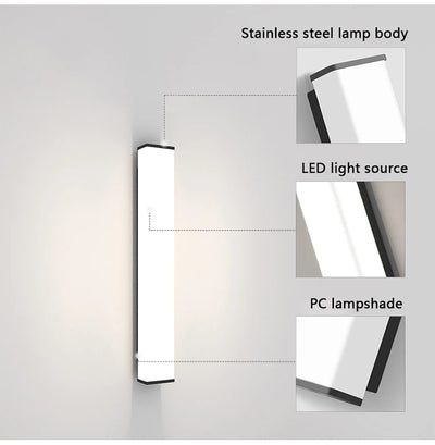 Stainless Steel LED Outdoor Wall Lamp – IP65 Waterproof Sconce