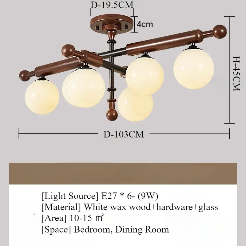 Retro Bamboo & Wood LED Ceiling Light with Warm Ambient Illumination