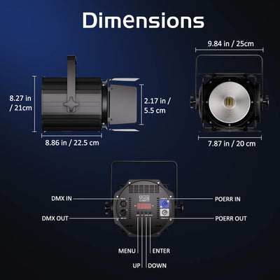 200W RGBWA+UV COB Par Light – 6-in-1 DMX512 Stage Wash Light