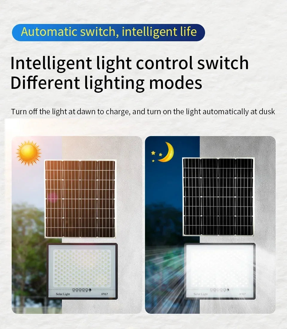500W Solar Lamp Outdoor Waterproof Spotlights Solar Lights Remote Control Solar Floodlight Wall Street Garden Lights Sunlight