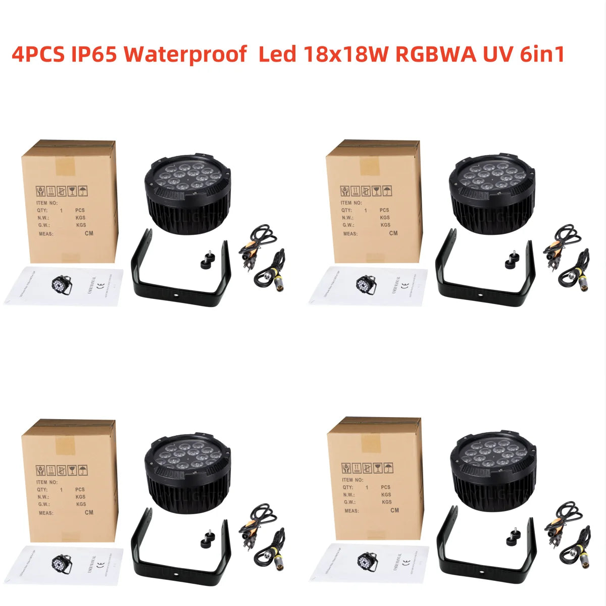 IP65 Waterproof Stage Effect Aluminum Led Par 18x18W RGBWA UV 6in1 DMX512 Outdoor Down Light DJ Equipment Disco Wash No Noise