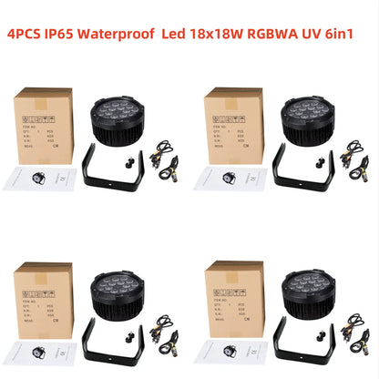 IP65 Waterproof Stage Effect Aluminum Led Par 18x18W RGBWA UV 6in1 DMX512 Outdoor Down Light DJ Equipment Disco Wash No Noise