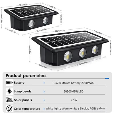 Solar LED Wall Light – Up & Down Waterproof Outdoor Lamp