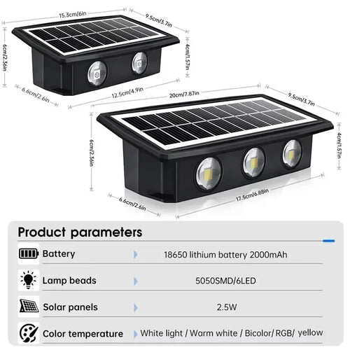 Solar LED Wall Light – Up & Down Waterproof Outdoor Lamp