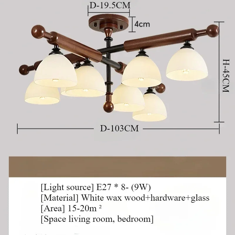 Retro Bamboo & Wood LED Ceiling Light with Warm Ambient Illumination